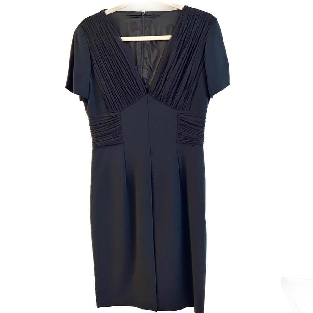 Versace Deep V-Neck Silk Blend Black Dress Sz 44
